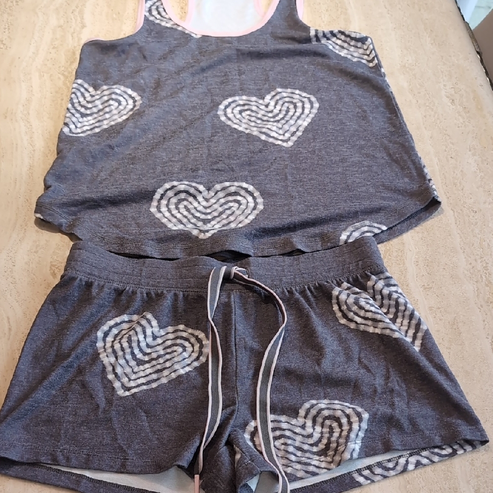 PJ Salvage Gray Heart Pajama Set